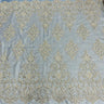 1 Yard Beaded & Corded Bridal Lace Fabric Embroidered on 100% Polyester Net Mesh