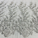 1 yarda de tela de encaje con cuentas bordada sobre malla de red 100% poliéster | Lace USA - GD-210904 - marfil - ancho 51"