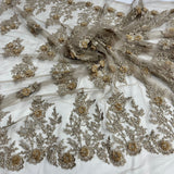 Beaded 3D Floral Lace Fabric 52" Wide