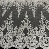Beaded Corded Bridal Lace Fabric