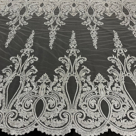 Beaded Corded Bridal Lace Fabric