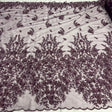 Beaded 3D Floral Lace Plum
