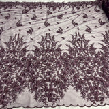 Beaded 3D Floral Lace Plum