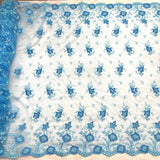 1 Yard Corded Bridal Lace Fabric Embroidered on Polyester Net Mesh for Elegant Wedding and Evening Gowns – 54"