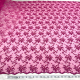 Beaded Lace Fabric on Polyester Net Mesh