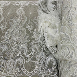 Beaded Lace Fabric on Polyester Net Mesh