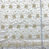 1 Yard Silver Corded Bridal Lace Fabric Embroidered on Polyester Net Mesh for Wedding and Evening Dresses – 52"