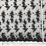 Corded Bridal Lace Fabric Embroidered on Polyester Net Mesh 54"
