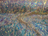 Swords Design Iridescent Sequins Polyester Fabric - Iridescent Sequin Mesh, 52" Width (1 Yard)