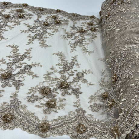Beaded 3D Floral Lace Trim