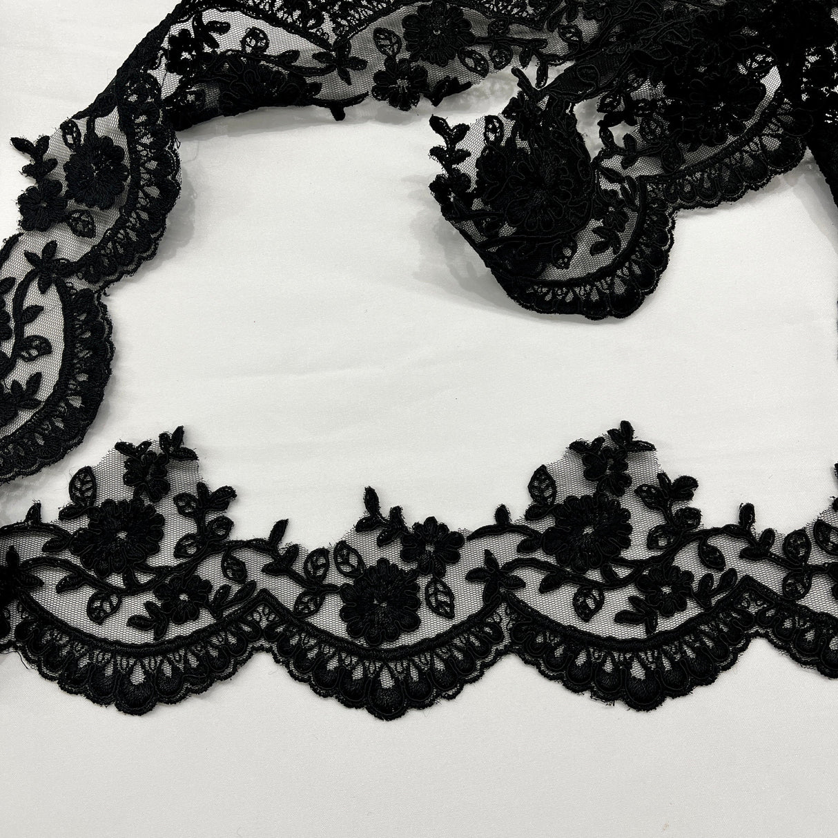 Corded Lace Trimming 3.75" Embroidered Mesh