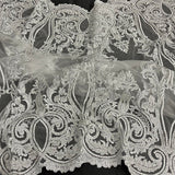 1 Yard Beaded Lace Fabric Embroidered on 100% Polyester Net Mesh – 50" Wide