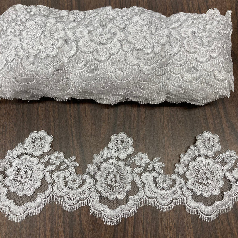 Corded Lace Trimming 100% Polyester Net Mesh 4"