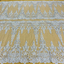 Beaded Corded Bridal Lace Fabric