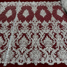 1 Yard Corded Bridal Lace Fabric Embroidered on Polyester Net Mesh