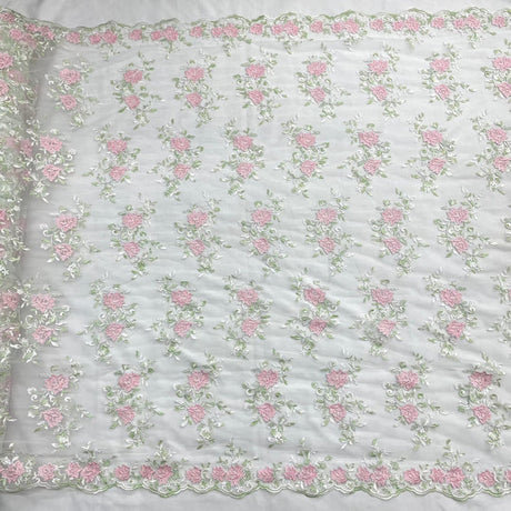 1 Yard Corded Bridal Lace Fabric Embroidered on 100% Polyester Net Mesh Gold 53" Wide