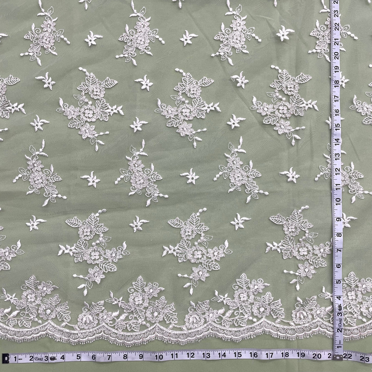 Corded Bridal Lace Fabric - Sage/Pink, Rainbow, Camel/Yellow, Silver, 51" Width (1 Yard)