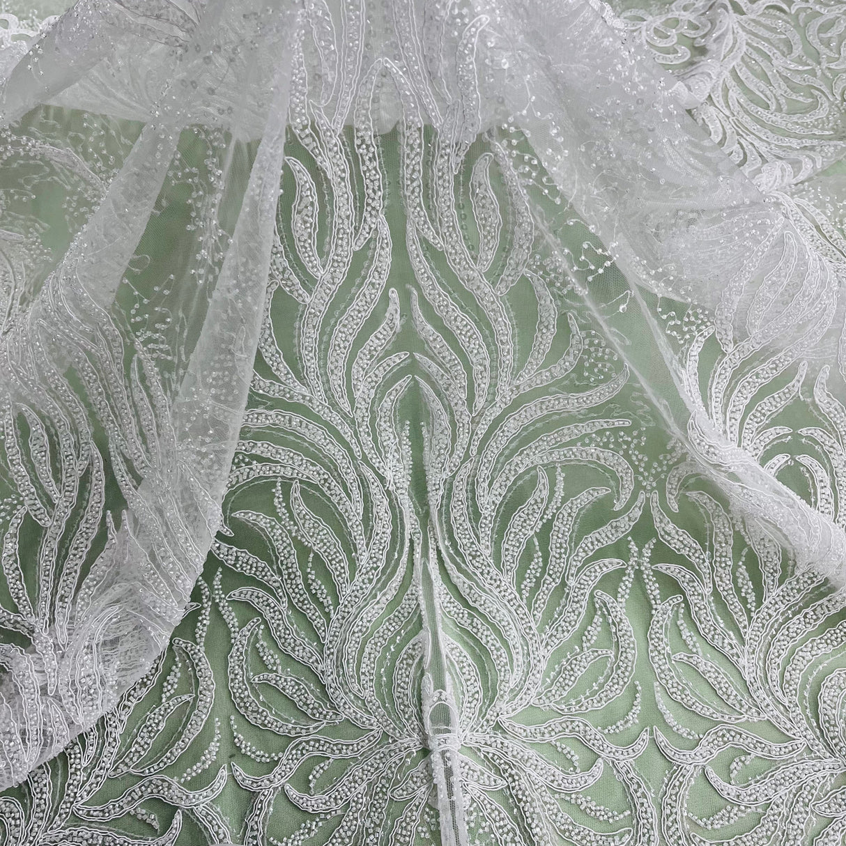 Beaded Sequined Bridal Lace Fabric