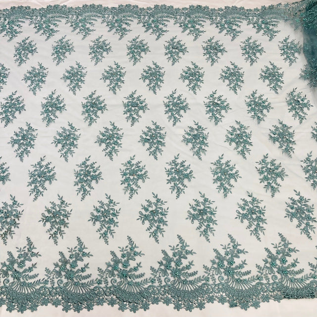 Beaded 3D Floral Lace Pistachio