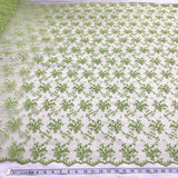 1 Yard Silver Beaded Lace Fabric Embroidered on Polyester Net Mesh for Couture Wedding and Evening Dresses – 53"