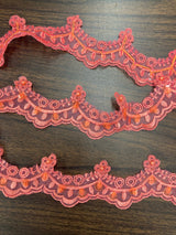 Beaded Lace Trimming on Polyester Organza