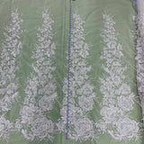 1 Yard Exquisite Beaded Lace Fabric Embroidered on Polyester Net Mesh