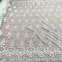 Beaded Corded Lace Fabric on Polyester Net Mesh