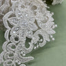 Beaded Corded Floral Lace Trimming Polyester Fabric - Embroidered Net Mesh, 3.5" Width (1 Yard)