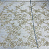 1 Yard Corded Bridal Lace Fabric Embroidered on Polyester Net Mesh 53 inch Width