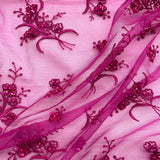 Beaded Lace Fabric on Polyester Net Mesh