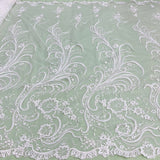 1 Yard Exquisite Corded Embroidered Bridal Lace Fabric for Special Occasion White