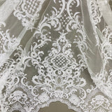 Beaded Lace Fabric on Polyester Net Mesh