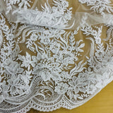 Beaded Corded Bridal Lace Fabric