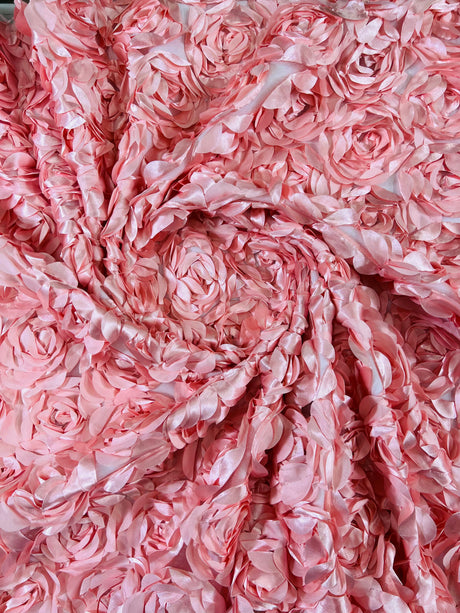 3D Roses On A Mesh Fabric - 54" Width, Color Options (1 Yard)