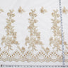 1 Yard Beaded Corded Bridal Lace Fabric Embroidered on Polyester Net White
