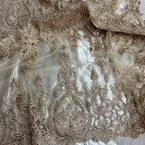 1 Yard Corded Bridal Lace Fabric Embroidered on 100% Polyester Net Mesh 52" Wide