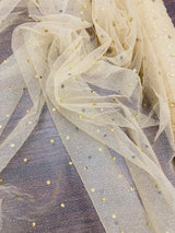 Glitter Mesh Fabric with Scattered Rhinestones