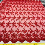 1 Yard Beaded & Corded Lace Fabric Embroidered on 100% Polyester Net Mesh 54" Wide
