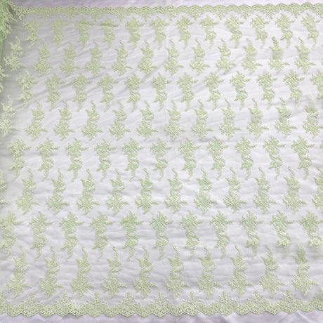 Corded Bridal Lace Fabric - Embroidered Polyester Net Mesh, Approximately 54" Width (1 Yard)