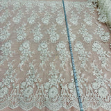 Beaded Corded Bridal Lace Ivory Mesh