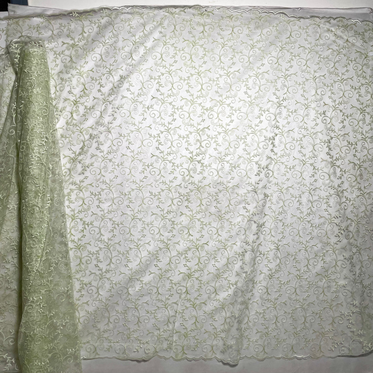Embroidered Lace Polyester Fabric - Floral Mesh, 52" Width (1 Yard)