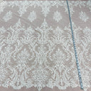 1 yarda de tela de encaje nupcial exquisita bordada sobre malla de red 100% poliéster blanca
