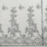 1 Yard Beaded Corded Bridal Lace Fabric Embroidered on Polyester Net White