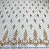 1 Yard Beaded and Corded Bridal Lace Fabric for Elegant Wedding Dresses White
