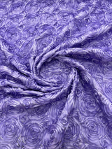 Rosette 3D Satin Polyester Fabric - 3D Rosette Design, 54" Width (1 Yard)