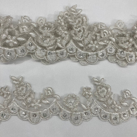 Beaded Floral Lace Trimming