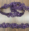 Beaded Corded Lace Trimming Embroidered On 100 Percent Polyester Organza Fabric - 2" Width, 21 Colors (1 Yard)