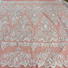 1 Yard Elegant Corded Bridal Lace Fabric Embroidered on Polyester Net Mesh