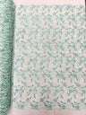 Estrella Corded Flowers Embroider With Sequins Mesh Lace Fabric - Floral Embroidered, Double Scallop, 50-54" Width, 36" Length (1 Yard)