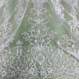 1 Yard Elegant Corded Bridal Lace Fabric, Embroidered 100% Polyester Net for Wedding Dresses